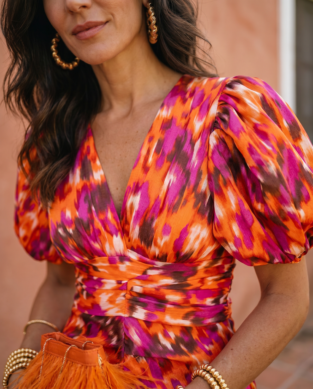 DELAMONT| Robe Mi-Longue Fleurie Manches Bouffantes Aveline