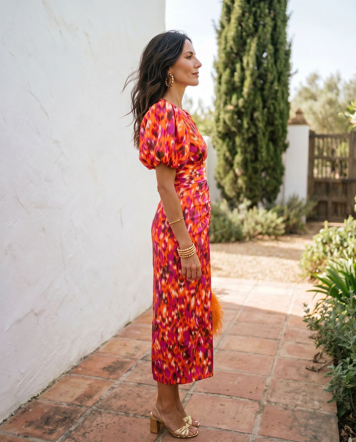 DELAMONT| Robe Mi-Longue Fleurie Manches Bouffantes Aveline