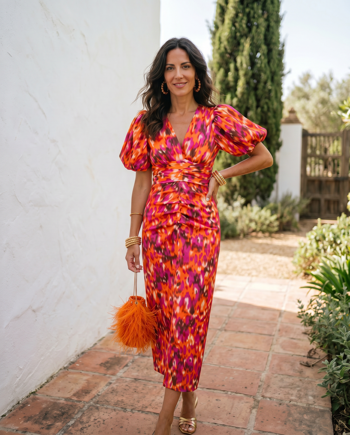 DELAMONT| Robe Mi-Longue Fleurie Manches Bouffantes Aveline