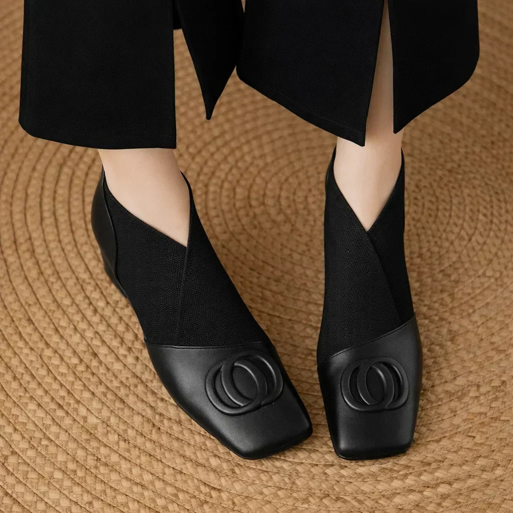 DELAMONT| Bottines en Cuir à Talon Moyen Catherine