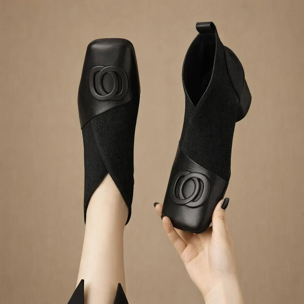 DELAMONT| Bottines en Cuir à Talon Moyen Catherine